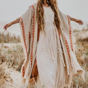 Poncho Bohemio para Mujer, Kimono de Algodón, Cárdigan Estilo Boho para Festivales, Ropa para Ceremonias, Bata - Product Image 2