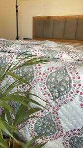Rajasthani Cotton Filling Reversible Hand Block <b>Quilt</b> Cooling Eco-Friendly Vintage 60x90" 90x108" Luxury <b>Bedding</b> <b>Quilt</b> - Product Image 1