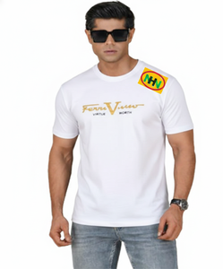 Camiseta Casual de Algodón Puro Tejida Estampada de Manga Corta con Cuello Redondo Verde para Hombre con Estampado Geométrico Hecha en Bangladesh - Product Image 6