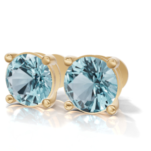 Heerani Jewels Lab Grown Aquamarine Prong <b>Set</b> <b>Stud</b> <b>Earrings</b> Gold 925 <b>Sterling</b> <b>Silver</b> Classic Women's Jewelry Wedding Party - Product Image 1