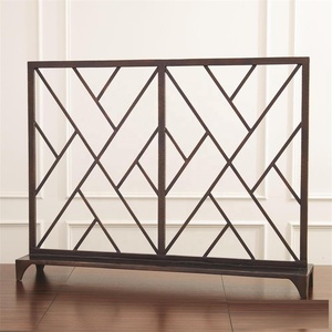 Écran de cheminée en métal autoportant, design croisé, robuste, avec grille anti-étincelles, protection moderne pour foyer - Product Image 2