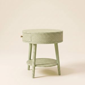 Table de chevet en os incrusté vert clair de haute qualité, table d'appoint, décoration intérieure, meuble de chambre à coucher, table de nuit pour la maison et le salon - Product Image 3
