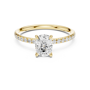 Classic Women's 14K Yellow Gold 1.00 CT <b>Cushion</b> Cut Engagement Ring IGI Certified Lab Grown Diamond Anniversary Wedding - Product Image 1