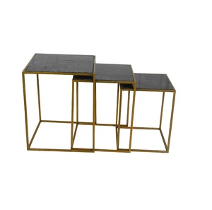 โต๊ะข้างออกแบบหินอ่อนทำรังโต๊ะชากาแฟห้องนั่งเล่นโลโก้โลหะตะวันตกรายการอาคารสไตล์ผู้ผลิตผู้ค้าส่ง - Product Image 2