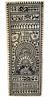 Peinture artisanale traditionnelle Pattachitra d'Orissa, art populaire tribal, motif arbre de vie, forme de feuille, décoration murale en bois pour la maison, par SSD Market