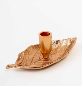 Copper Leaf Candle Stick Holder for Home Decoration Durable Metal Design - Product Image 1