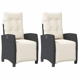 Ensemble de 2 chaises de jardin inclinables noires - Product Image 2