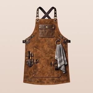 ผ้ากันเปื้อนหนังแท้ สายรัดถอดได้ ป้องกันกลิ่น ทำความสะอาดง่าย ชุดทำงานมืออาชีพสำหรับมืออาชีพยุคใหม่ LPN-0295 - Product Image 1