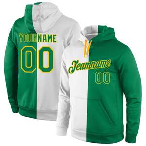 Sudadera Deportiva Personalizada con Costuras Blancas, Verde Kelly y Doradas, Sudadera con Nombre y Número del Equipo Personalizados para Hombre y Mujer - Product Image 1