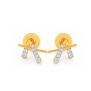 Boucles d'oreilles clous en diamant avec ligne rectangulaire dorée - Product Image 1