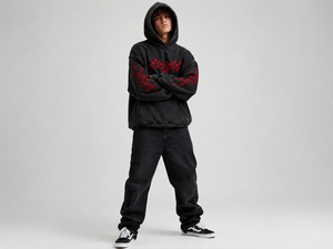 Wholesale Customized Embroidered Breathable Team Uniform <b>Pullover</b> Hoodie with Front Back Logos Full Sleeve Loose Fit Acid Wash - Product Image 3