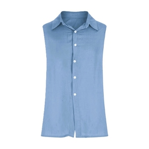 Chemise sans manches pour homme, de haute qualité, respirante, 100% coton, décontractée, vêtements d'été pour homme, chemise à col, débardeur personnalisé - Product Image 1