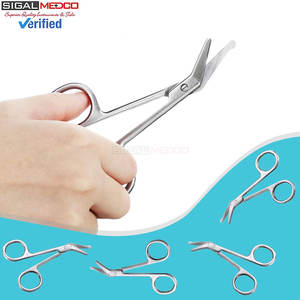 2 Tijeras Manuales para Ostomía, 4.3x2.1 Pulgadas, Curvas, de Acero Inoxidable Plateado, para Vendajes Quirúrgicos, Certificación CE, para Médicos - Product Image 5