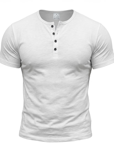 Summer Men's Short Sleeve Low-Neck Button-Up T-Shirt Men's Base <b>Layer</b> Men's Casual <b>Top</b> Suitable for Parties Beaches And Vacation - Product Image 2