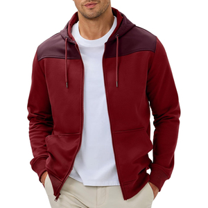 Sweat-shirt à capuche zippé pour homme, couleur unie, en polaire, décontracté, avec poches, respirant, coupe régulière, pour l'automne - Product Image 1