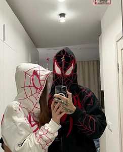 Sudadera con Capucha y Cremallera de Manga Larga con Estampado de Telaraña de Spider-Man, Máscara 3D, Unisex, Casual, Invierno, con Bolsillo, 100% Algodón Transpirable, Servicio OEM, 350g - Product Image 2