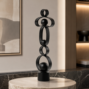 Escultura Metálica Moderna de Bola Circular Negra, Decoración Abstracta para Mesa, Adorno de Lujo para Hogar, Oficina, Hotel, Regalo - Product Image 1