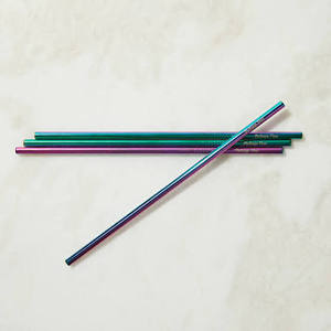 Modern Metal <b>Drinking</b> <b>Straws</b> 4-Pack Reusable Bar Accessories Purple Green Blue - Product Image 1