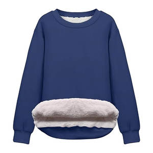 Sudadera de Mujer con Forro de Sherpa, Cuello Redondo, Informal, Cálida para Invierno, Suave, Cómoda, Holgada, para Uso Diario - Product Image 1