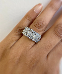 Women's 925 Silver Plated Rhodium Cluster Diamond <b>Ring</b> Round Natural Stone Pave Setting Classic Wedding Fashion <b>Ring</b> - Product Image 4
