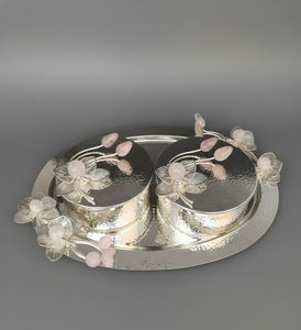 Luxury Oval Contemporary Metal <b>Vanity</b> Tray for Dining <b>Table</b> Perfume & Jewelry Storage Multi-Piece Serving Tray Set - Product Image 3