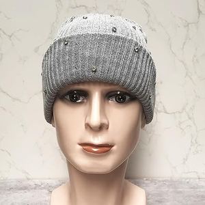 Wholesale Black Rhinestone Beanie <b>Hat</b> Rib Knit <b>Winter</b> Cap Unisex Soft Warm Skull Cap Custom Print Logo <b>Hat</b> - Product Image 6