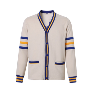 SGRho Neutral Varsity Fleece <b>Pocket</b> <b>Cardigan</b> Beige Classic Collegiate Casual Winter Front Knitwear - Product Image 1