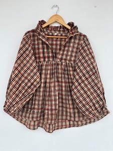 Chemisier à carreaux 100 % coton pour femme, haut à manches longues en gingham, décontracté, style bohème, ample, léger, pour l'été - Product Image 1