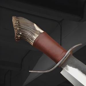 Couteau Bowie de chasse de 17 pouces en acier carbone forgé à la main avec fourreau en cuir et lame à pointe tombante - Product Image 3
