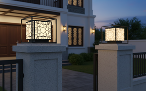 Lampe de colonne à motif minimaliste AC 200V pour la décoration de villa, jardin, portail, pilier, design moderne, IP 65, 8'' - Product Image 3