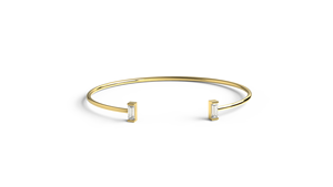 Bracelet jonc ouvert en or 18 carats avec diamants taille baguette, bracelet torsadé minimaliste empilable pour femme, idéal au quotidien - Product Image 1
