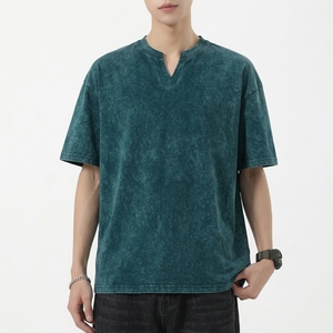 Popular Oversized <b>Vintage</b> <b>T</b> <b>Shirt</b> for Men Premium Washed Cotton Relaxed Fit V-neck Blank Streetwear Casual Urban Fashion Tee - Product Image 2