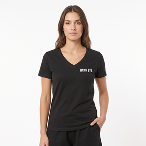 Women's Casual V-Neck <b>T</b>-<b>Shirt</b> 100% Cotton Eco-Friendly Custom Digital Logo Printing Wholesale <b>Plain</b> <b>Black</b> Color <b>T</b>-<b>Shirts</b> - Product Image 6