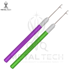 Colored Metal Handle Hair Extension Micro Link Pulling <b>Needle</b> Latch Hook Loop <b>Threader</b> Tool Bulk Professional Salon Hardware - Product Image 2