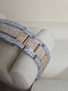 Montre à quartz pour homme en acier inoxydable, cadran de 41 mm, cristal saphir, bracelet de 20 mm, cadran serti de diamants, date automatique, style luxueux - Product Image 4