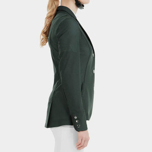 Green Polyester & Cotton Riding Jacket with Leather Details for Show Jumping <b>Equestrian</b> Wear Custom Logo - Product Image 2