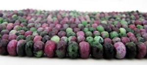 Perles facettées rondes en zoïsite rubis naturel authentique, taille 7-8 mm, couleur verte, brin de 8 pouces - Product Image 4