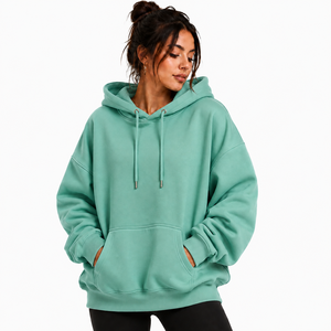 Hoodie surdimensionné personnalisé en coton avec impression en relief, style streetwear, coupe décontractée, broderie unie pour hommes et femmes - Product Image 1