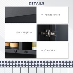 Specchio da bagno a doppia porta a muro con ripiani nero armadietto dei medicinali - Product Image 6