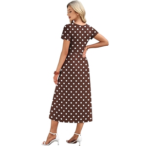 Vestido casual midi para mujer, estilo fluido, línea A, para verano y playa, con bolsillos, cómodo para vacaciones - Product Image 3