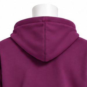 Sweat-shirt à capuche pour homme en molleton épais, couleur prune, avec bordure brodée, ourlet décoratif et poche kangourou, pour usage décontracté en hiver - Product Image 4