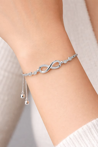 Fashion Timeless Infinity Design Chain Charm Bracelet for Girls <b>Women</b> with Adjustable Slider Clasp Lab Diamond in 18K Pure Gold - Product Image 2