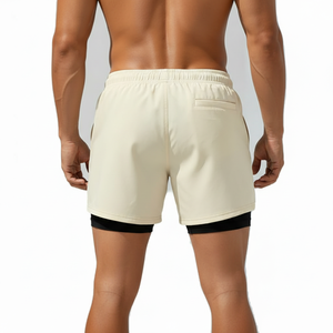 Men's 2 in 1 Outdoor Training Shorts Built-in Compression Inner <b>Layer</b> Zip Pockets Lightweight OEM Wholesale Factory Price - Product Image 2