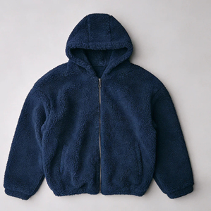 Chaqueta de lana con capucha para hombre, forro polar grueso, ropa informal de invierno, corte regular, color sólido, prenda exterior tejida, chaqueta de lana - Product Image 1