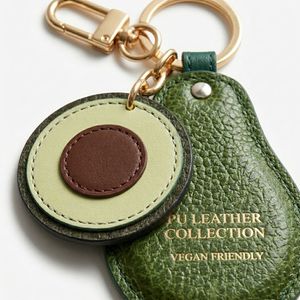 Porte-clés en cuir en forme d'avocat, logo en relief, pendentif mousqueton, couleur verte, haute qualité - Product Image 5