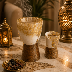 Handmade Resin Mabkhara Incense Burner with Wooden Base for <b>Bakhoor</b> Luxury Arabic <b>Oud</b> Burner Home Fragrance & Ramadan Eid Decor - Product Image 4