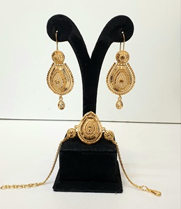 24KT Gold Plated Brass Four Gram Women's Classic Fashion <b>Set</b> Charming <b>Bracelet</b> Ring Earring Necklace-New Design Best Offer - Product Image 5