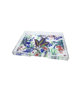 Bandeja de servir acrílica con estampado de flores hechas a mano para bar, restaurante, hotel, hogar, accesorio de vajilla, calidad estándar a bajo precio. - Product Image 1
