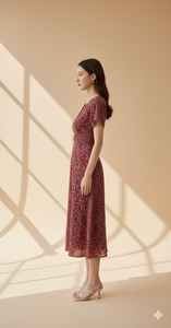 เดรสสายเดี่ยวทรงเอไลน์พิมพ์ลายอิกกัตสำหรับผู้หญิง ดีไซน์เรียบง่ายทันสมัย ระบายอากาศได้ดี สไตล์ลำลอง แต่งกระดุม ผ้าฝ้าย 100% - Product Image 3