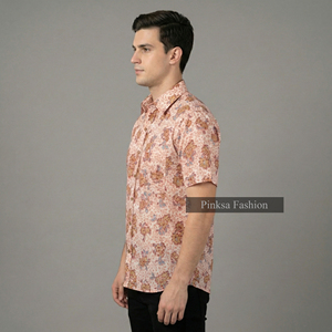 Chemise décontractée à manches courtes pour homme, 100 % coton respirant, imprimée à la main, motif floral, boutonnée, idéale pour l'été – Vente en gros - Product Image 4